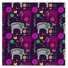 Colorful Elephants Love Background Large Satin Scarf (square) by Simbadda