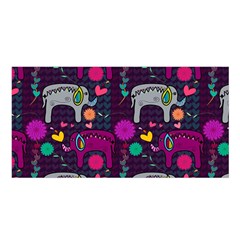 Colorful Elephants Love Background Satin Shawl by Simbadda