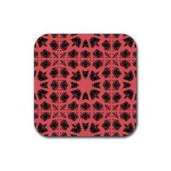 Digital Computer Graphic Seamless Patterned Ornament In A Red Colors For Design Rubber Coaster (square)  by Simbadda