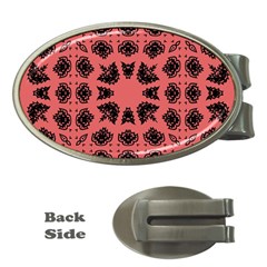 Digital Computer Graphic Seamless Patterned Ornament In A Red Colors For Design Money Clips (oval)  by Simbadda