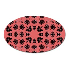 Digital Computer Graphic Seamless Patterned Ornament In A Red Colors For Design Oval Magnet by Simbadda