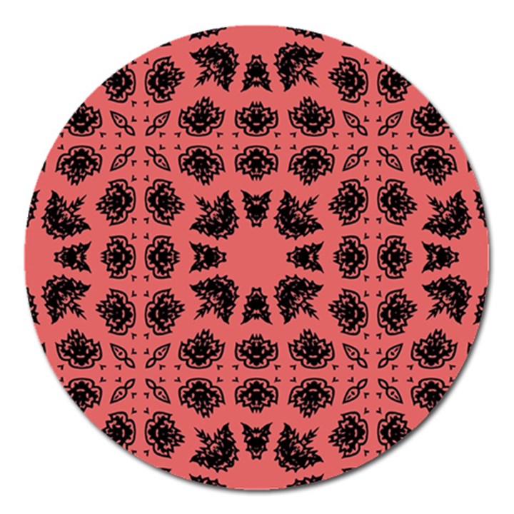 Digital Computer Graphic Seamless Patterned Ornament In A Red Colors For Design Magnet 5  (Round)