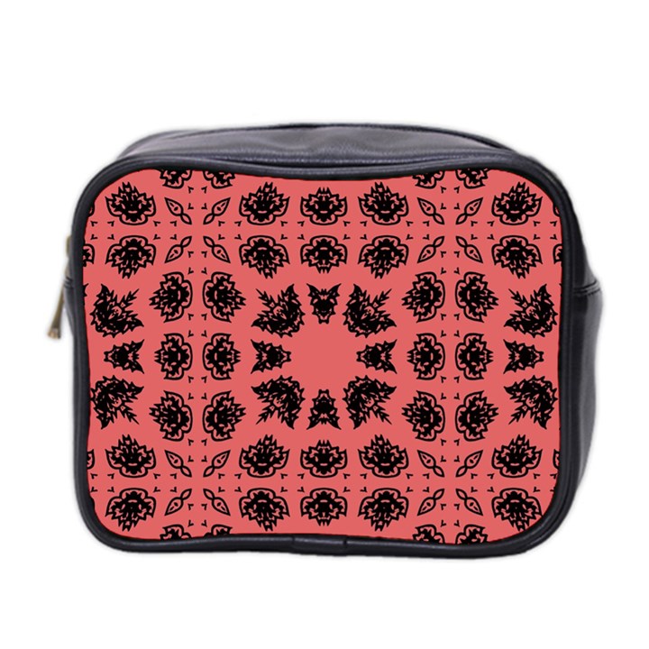 Digital Computer Graphic Seamless Patterned Ornament In A Red Colors For Design Mini Toiletries Bag 2-Side