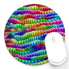 Digitally Created Abstract Rainbow Background Pattern Round Mousepads by Simbadda