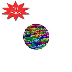 Digitally Created Abstract Rainbow Background Pattern 1  Mini Buttons (10 Pack)  by Simbadda