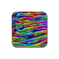 Digitally Created Abstract Rainbow Background Pattern Rubber Coaster (square)  by Simbadda