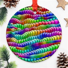 Digitally Created Abstract Rainbow Background Pattern Round Ornament (two Sides) by Simbadda