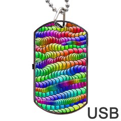 Digitally Created Abstract Rainbow Background Pattern Dog Tag Usb Flash (two Sides)