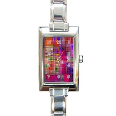 Background Abstract Weave Of Tightly Woven Colors Rectangle Italian Charm Watch by Simbadda