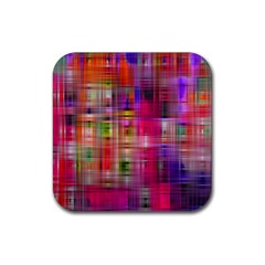 Background Abstract Weave Of Tightly Woven Colors Rubber Coaster (square)  by Simbadda