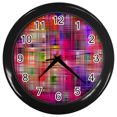 Background Abstract Weave Of Tightly Woven Colors Wall Clocks (black) by Simbadda