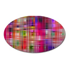 Background Abstract Weave Of Tightly Woven Colors Oval Magnet by Simbadda