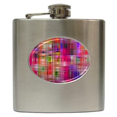 Background Abstract Weave Of Tightly Woven Colors Hip Flask (6 Oz) by Simbadda