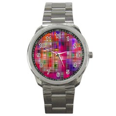 Background Abstract Weave Of Tightly Woven Colors Sport Metal Watch by Simbadda