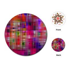 Background Abstract Weave Of Tightly Woven Colors Playing Cards (round)  by Simbadda