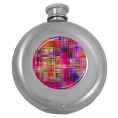 Background Abstract Weave Of Tightly Woven Colors Round Hip Flask (5 Oz) by Simbadda