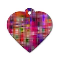 Background Abstract Weave Of Tightly Woven Colors Dog Tag Heart (one Side) by Simbadda