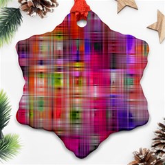 Background Abstract Weave Of Tightly Woven Colors Snowflake Ornament (two Sides) by Simbadda