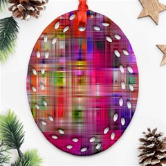 Background Abstract Weave Of Tightly Woven Colors Ornament (oval Filigree) by Simbadda