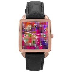 Background Abstract Weave Of Tightly Woven Colors Rose Gold Leather Watch  by Simbadda