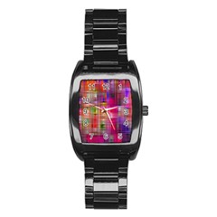 Background Abstract Weave Of Tightly Woven Colors Stainless Steel Barrel Watch by Simbadda