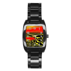 Abstract Clutter Stainless Steel Barrel Watch by Simbadda