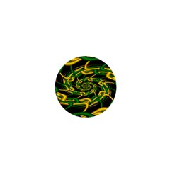 Green Yellow Fractal Vortex In 3d Glass 1  Mini Buttons by Simbadda