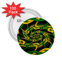 Green Yellow Fractal Vortex In 3d Glass 2 25  Buttons (100 Pack)  by Simbadda