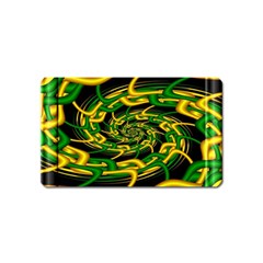 Green Yellow Fractal Vortex In 3d Glass Magnet (name Card) by Simbadda