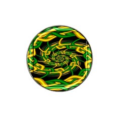 Green Yellow Fractal Vortex In 3d Glass Hat Clip Ball Marker (4 Pack) by Simbadda