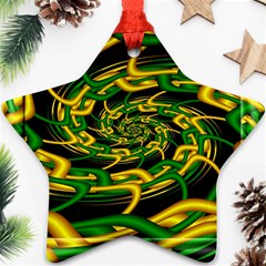 Green Yellow Fractal Vortex In 3d Glass Star Ornament (two Sides) by Simbadda