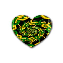 Green Yellow Fractal Vortex In 3d Glass Heart Coaster (4 Pack)  by Simbadda