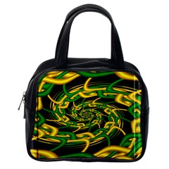 Green Yellow Fractal Vortex In 3d Glass Classic Handbags (one Side)