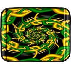 Green Yellow Fractal Vortex In 3d Glass Fleece Blanket (mini) by Simbadda