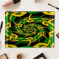 Green Yellow Fractal Vortex In 3d Glass Cosmetic Bag (xl) by Simbadda