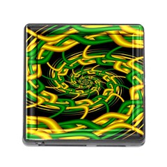 Green Yellow Fractal Vortex In 3d Glass Memory Card Reader (square) by Simbadda