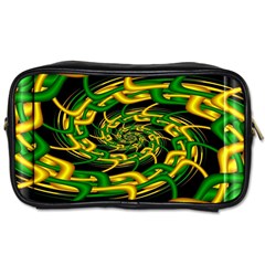 Green Yellow Fractal Vortex In 3d Glass Toiletries Bags by Simbadda