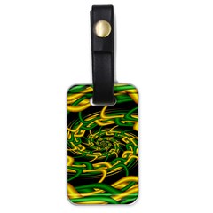 Green Yellow Fractal Vortex In 3d Glass Luggage Tags (one Side)  by Simbadda