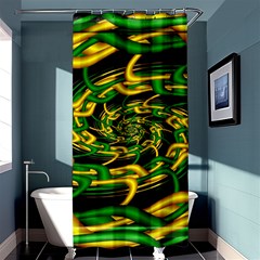 Green Yellow Fractal Vortex In 3d Glass Shower Curtain 36  X 72  (stall)  by Simbadda