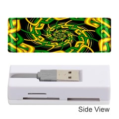 Green Yellow Fractal Vortex In 3d Glass Memory Card Reader (stick)  by Simbadda