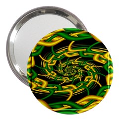 Green Yellow Fractal Vortex In 3d Glass 3  Handbag Mirrors by Simbadda