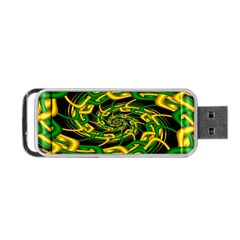 Green Yellow Fractal Vortex In 3d Glass Portable Usb Flash (two Sides) by Simbadda