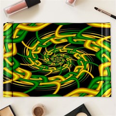 Green Yellow Fractal Vortex In 3d Glass Cosmetic Bag (xxl)  by Simbadda