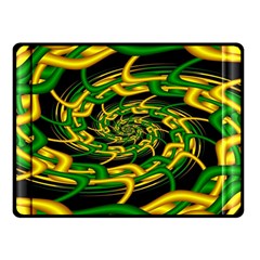 Green Yellow Fractal Vortex In 3d Glass Double Sided Fleece Blanket (small)  by Simbadda