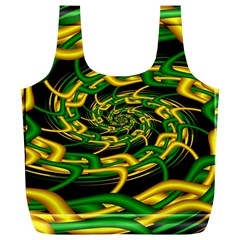 Green Yellow Fractal Vortex In 3d Glass Full Print Recycle Bags (l)  by Simbadda