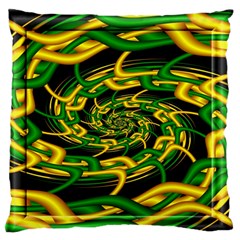 Green Yellow Fractal Vortex In 3d Glass Large Flano Cushion Case (one Side)