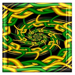 Green Yellow Fractal Vortex In 3d Glass Large Satin Scarf (square) by Simbadda