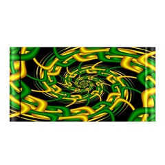 Green Yellow Fractal Vortex In 3d Glass Satin Wrap by Simbadda