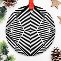 Black And White Line Abstract Ornament (round) by Simbadda