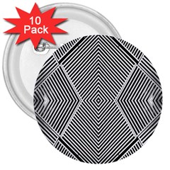 Black And White Line Abstract 3  Buttons (10 Pack)  by Simbadda